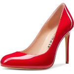 Rote Lack-Optik Sexy Runde High Heels & Stiletto-Pumps in Normalweite aus Lackleder für Damen Größe 40,5 mit Absatzhöhe über 9cm 