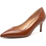 Braune Sexy High Heels & Stiletto-Pumps ohne Verschluss in Normalweite aus Leder für Damen Größe 44,5 mit Absatzhöhe 5cm bis 7cm 