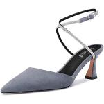 Graue Sexy High Heels & Stiletto-Pumps aus Veloursleder für Damen Größe 39 für den für den Sommer 