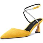 Gelbe Sexy High Heels & Stiletto-Pumps aus Veloursleder für Damen Größe 45 für den für den Sommer 