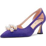 Violette Sexy Spitze High Heels & Stiletto-Pumps ohne Verschluss für Damen Größe 45 für den für den Sommer 