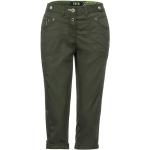 Olivgrüne Gepunktete Casual CECIL 5-Pocket Hosen mit Reißverschluss aus Baumwolle für Damen für den für den Sommer 