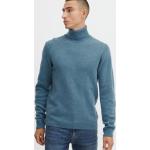 Blaue Unifarbene Oversize Casual Friday Rollkragen Strickpullover aus Wolle für Herren Größe 3 XL 