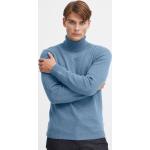 Blaue Unifarbene Oversize Casual Friday Rollkragen Strickpullover aus Wolle für Herren Größe 3 XL 