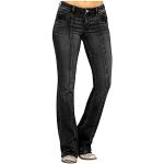 Schwarze Bestickte Casual Jeans mit Stickerei mit Knopf aus Leinen für Damen Größe 4 XL für den für den Sommer 
