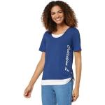 Royalblaue Unifarbene Casual Kurzärmelige Casual Looks Rundhals-Ausschnitt T-Shirts aus Baumwolle für Damen Größe XXL 1-teilig 
