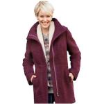 Burgundfarbene Casual Casual Looks Stehkragen Boucle-Jacken mit Reißverschluss aus Bouclé für Damen Größe XL für den für den Herbst 