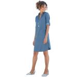 Blaue Casual Looks V-Ausschnitt Herbstkleider aus Baumwolle für Damen Größe XXL 