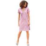 Rosa Unifarbene Casual Kurzärmelige Casual Looks Mini V-Ausschnitt Minikleider & kurze Kleider aus Baumwolle für Damen Größe XXL 
