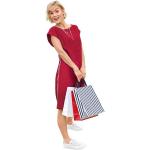 Kirschrote Unifarbene Casual Kurzärmelige Casual Looks Rundhals-Ausschnitt Herbstkleider aus Baumwolle für Damen Größe XXL 