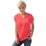 Korallenrote Unifarbene Casual Kurzärmelige Casual Looks V-Ausschnitt V-Shirts aus Baumwolle für Damen Größe XXL für den für den Sommer 