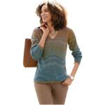 Braune Casual Langärmelige Casual Looks V-Ausschnitt Strickpullover mit Meer-Motiv aus Acryl für Damen Größe XL 