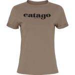 Reduzierte Champagnerfarbene Kurzärmelige Catago T-Shirts aus Baumwolle für Damen Größe XS 