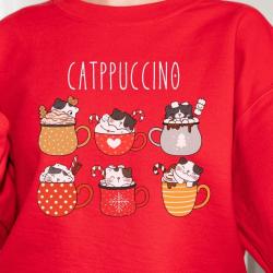 Catppuccino Sweatshirt Weihnachten Crewneck Süßes Weihnachtsgeschenk Für Katzenliebhaber Frauen Katze Latte Katzenmama Kawaii Hoodie Kaffee