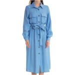 Reduzierte Blaue Langärmelige Catwalk Midikleider mit Knopf aus Polyester für Damen Größe XL 
