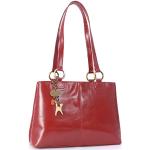 Catwalk Collection Handbags - Damen Leder Schultertasche - Handtasche Mittelgroß - Tote Bag - Arbeitstasche - BELLSTONE - Rot
