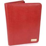 Catwalk Collection Handbags - Damen A4 Leder Notizbuchtasche - Konferenzmappe mit Reißverschluss - Für Tablet und Notizbuch - CHLOE - Rot
