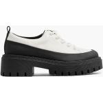 Reduzierte Weiße Business Catwalk Dandy Schuhe mit Schnürsenkel aus Textil für Damen Größe 39 mit Absatzhöhe 5cm bis 7cm 