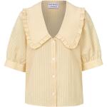 Reduzierte Gelbe Karo Catwalk Junkie V-Ausschnitt Festliche Blusen mit Rüschen für Damen Größe XL für den für den Frühling 