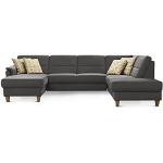CAVADORE Wohnlandschaft Palera / U-Form Sofa mit Schlaffunktion, Stauraum und Federkern / 314 x 89 x 212 / Mikrofaser, Grau