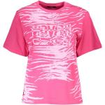 Pinke Kurzärmelige Roberto Cavalli Class T-Shirts für Damen Größe S 