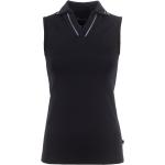 Schwarze Sportliche Cavallo V-Ausschnitt Damenpoloshirts & Damenpolohemden mit Glitzer Größe S 