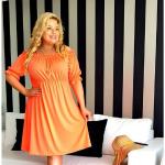 Reduzierte Neonorange Unifarbene Boho Kurzärmelige Midikleider & knielange Kleider mit Puffärmeln aus Gummi für Damen Größe 3 XL 