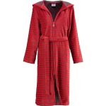 Rote Gestreifte CAWÖ Bademäntel mit Kapuze mit Reißverschluss aus Baumwolle mit Kapuze für Damen Größe M 