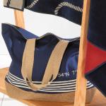 Marineblaue Gestreifte CAWÖ Strandtaschen & Badetaschen aus Baumwolle 