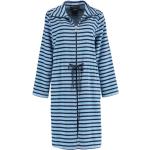 Blaue CAWÖ Mini Bademäntel kurz mit Reißverschluss aus Baumwolle mit Kapuze für Damen Größe S 