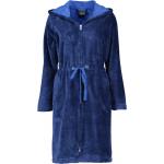 Mitternachtsblaue CAWÖ Mini Bademäntel kurz mit Reißverschluss aus Baumwolle mit Kapuze für Damen Größe XS 
