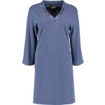 Mitternachtsblaue Unifarbene Elegante CAWÖ V-Ausschnitt Damenbademäntel & Damensaunamäntel aus Baumwolle Größe XS für den für den Sommer 