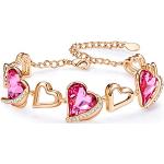 Nickelfreie Rosa Herz Armbänder aus Kristall für Damen zur Hochzeit 