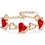 Nickelfreie Rote Herz Armbänder aus Kristall für Damen zur Hochzeit 