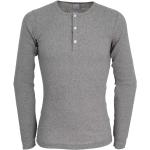 Graue Unifarbene Langärmelige Ceceba Rundhals-Ausschnitt Langarm-Unterhemden aus Baumwolle für Herren Größe L 