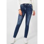 Blaue Unifarbene CECIL Toronto Slim Fit Jeans mit Reißverschluss aus Baumwolle für Damen 