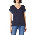 Reduzierte Blaue Kurzärmelige CECIL V-Ausschnitt T-Shirts aus Viskose für Damen Größe S 