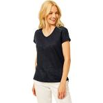 Anthrazitfarbene Kurzärmelige CECIL V-Ausschnitt T-Shirts aus Spitze für Damen Übergrößen für den für den Sommer 