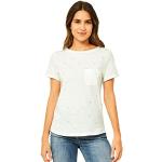 Weiße Kurzärmelige CECIL Shirts mit Tasche mit Glitzer aus Baumwolle für Damen Größe XXL für den für den Sommer 