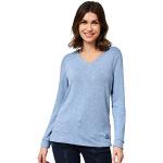 Reduzierte Blaue Melierte Langärmelige CECIL V-Ausschnitt T-Shirts für Damen Größe S 