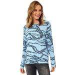 Reduzierte Blaue Melierte Casual Langärmelige CECIL U-Boot-Ausschnitt T-Shirts für Damen Größe S 