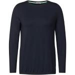 Reduzierte Blaue Casual Langärmelige CECIL U-Boot-Ausschnitt T-Shirts für Damen Größe XS 