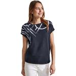 Himmelblaue Casual Kurzärmelige CECIL U-Boot-Ausschnitt T-Shirts für Damen Größe L 