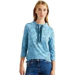 Reduzierte Blaue Blumenmuster Casual 3/4-ärmelige CECIL Stehkragen T-Shirts für Damen Größe S 