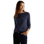 Reduzierte Himmelblaue Casual Langärmelige CECIL U-Boot-Ausschnitt T-Shirts für Damen Größe XS 