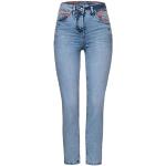 Reduzierte Hellblaue Bestickte CECIL Slim Fit Jeans aus Denim für Damen Weite 27 