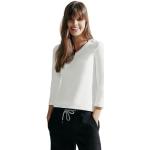 Offwhitefarbene Langärmelige CECIL V-Ausschnitt T-Shirts für Damen Übergrößen 