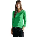 Grüne Langärmelige CECIL V-Ausschnitt T-Shirts für Damen Größe XXL 