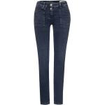 Schwarze Bestickte CECIL Charlize Slim Fit Jeans mit Reißverschluss aus Baumwolle enganliegend für Damen 