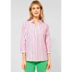 Pinke Gestreifte Casual 3/4-ärmelige CECIL Rundhals-Ausschnitt Hemdblusen mit Knopf aus Baumwolle für Damen Größe L 